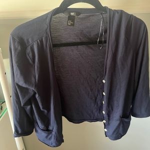 H&M navy blue button up cardigan, size: medium